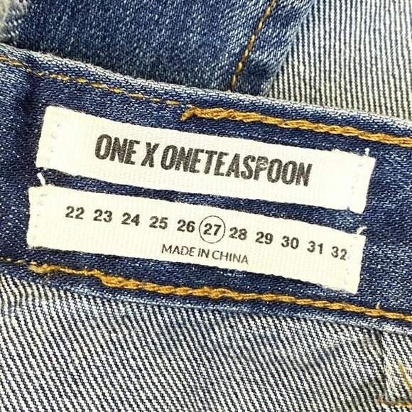 One X Oneteaspoon Skirt Women Size 27 Freelove Blue Jean Denim Distressed Pencil - Picture 5 of 5
